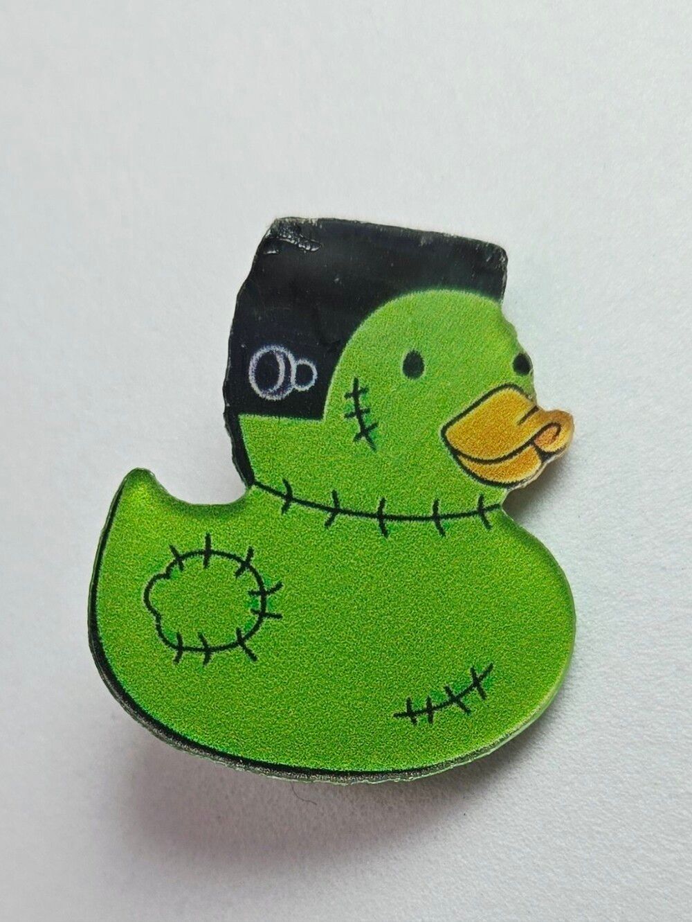 Frankenstein Duck Lapel Pin Green Monster Rubber Duck Acrylic Spooky Cute Whimsy